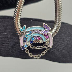 SILVER 925 RAINBOW CHAIN, BUTTERFLY, AND DRAGONFLY CHARM